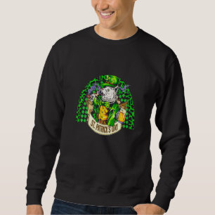 Sweatshirt Cute Lucky Cat Leprechaun Rainbow Shamrock St Part