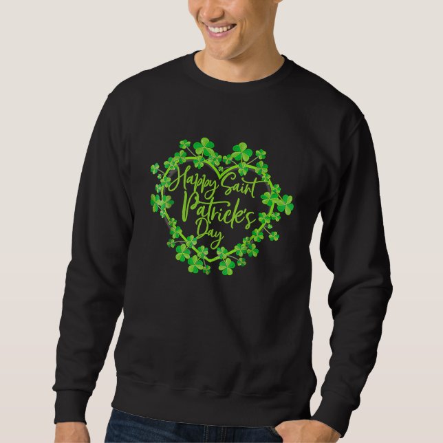 Sweatshirt Cute Lucky Heart Shamrock Happy St Patricks Day Fa (Devant)