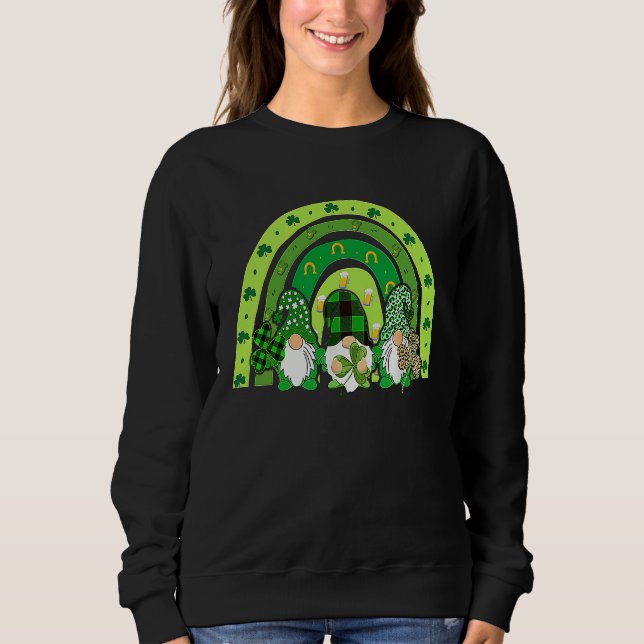 Sweatshirt Cute Lucky Rainbow Gnome Happy St Patricks Day Fam (Devant)
