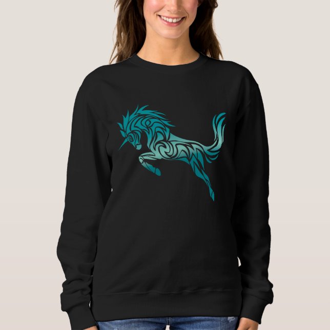 Sweatshirt Cute Magical Unicorn Tribal Hawaiian Tattoo (Devant)