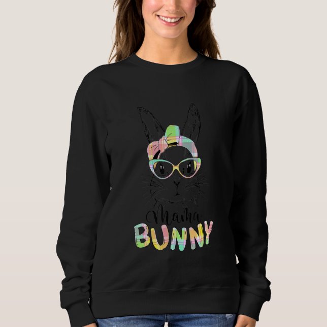 Sweatshirt Cute Mama Bunny Visage Tie Dye Lunettes Headband E (Devant)