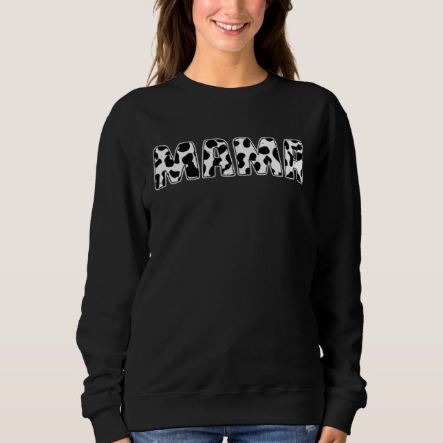 Sweatshirt Cute Mama Cow Print Black White Mom Mother Animals (Devant)