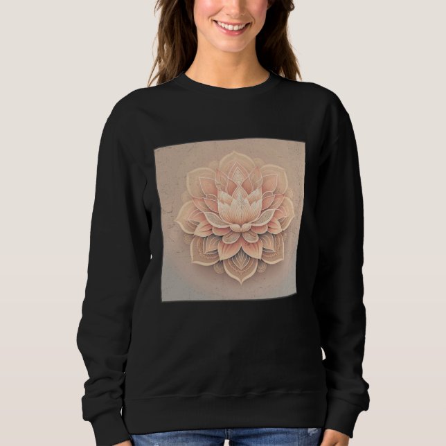 Sweatshirt Cute Mandala Lotus Flower Illustration Unique Wome (Devant)