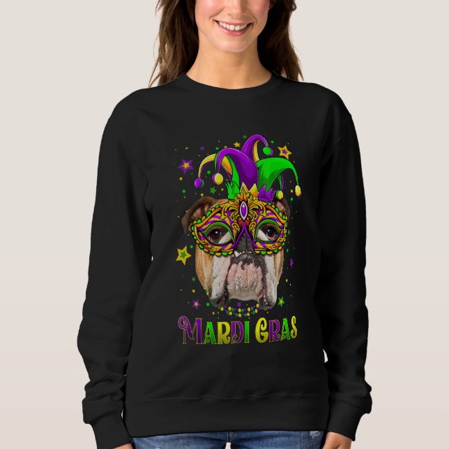 Sweatshirt Cute Mardi Gras Carnival English Bulldog Dog Mardi (Devant)