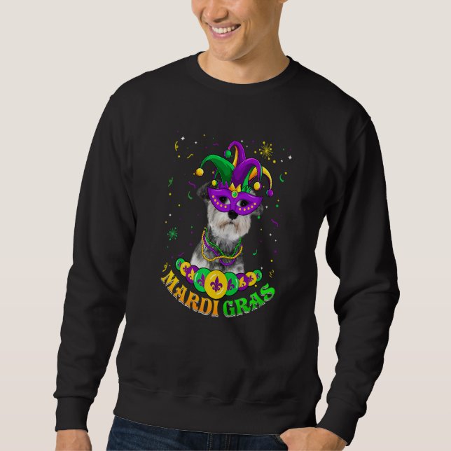 Sweatshirt Cute Mardi Gras Schnauzer Dog Dad Dog Mom Mask Bea (Devant)