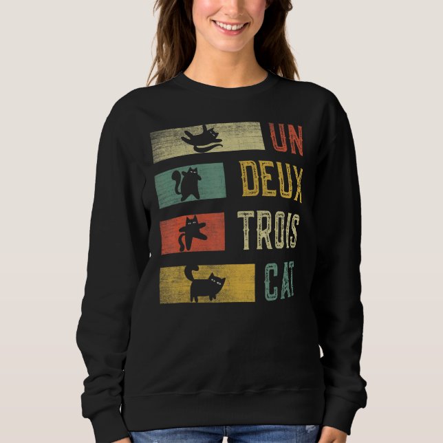 Sweatshirt Cute Meowy Ca Vintage Chat Noir Un Deux Trois Cat (Devant)