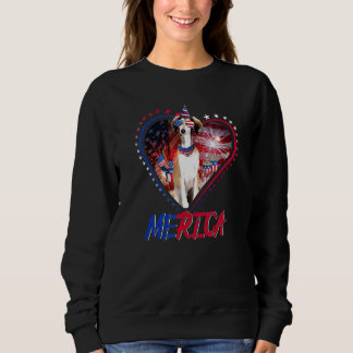 Sweatshirt Cute Merica Borzoi & Usa Drapeau Lunettes de solei