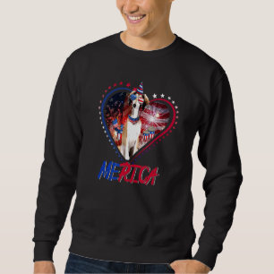 Sweatshirt Cute Merica Borzoi & Usa Drapeau Lunettes de solei
