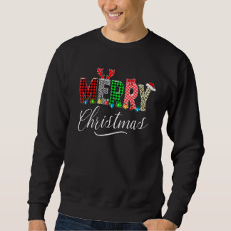 Sweatshirt Cute Merry Christmas Leopard Buffalo Red Plaid For