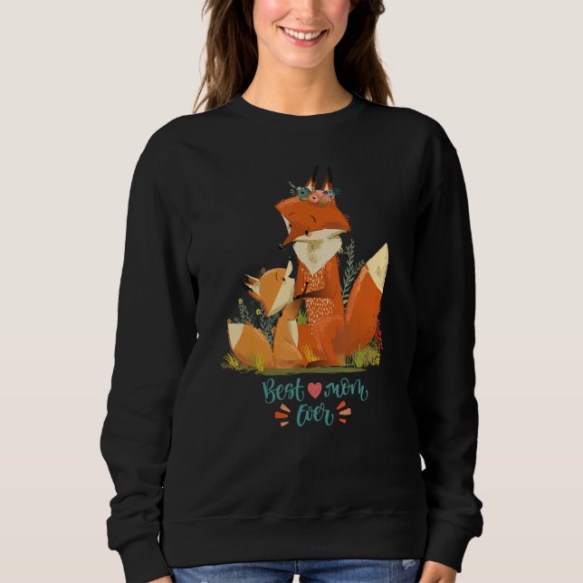 Sweatshirt Cute mom fox with her kid, Happy Mother's Day (Devant)