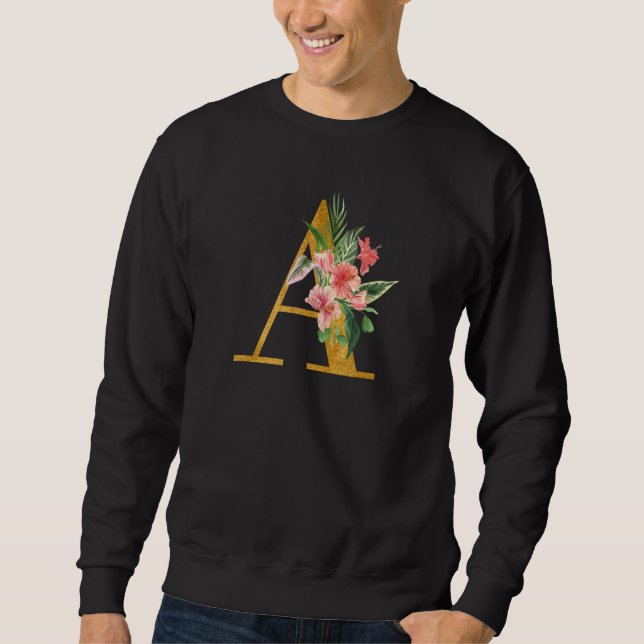 Sweatshirt Cute Monogram Initial Coloured Letters Flowers Cap (Devant)