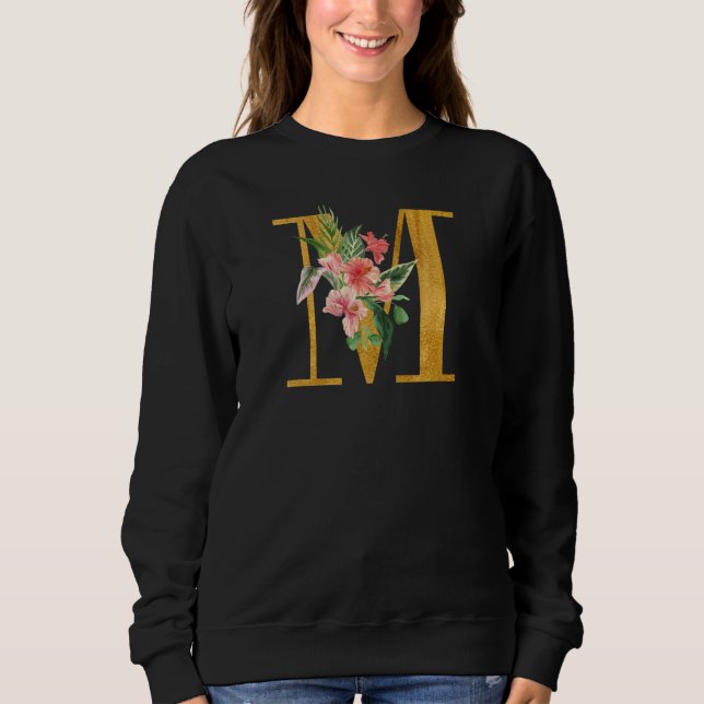 Sweatshirt Cute Monogram Initial Letters Flowers Capital M (Devant)