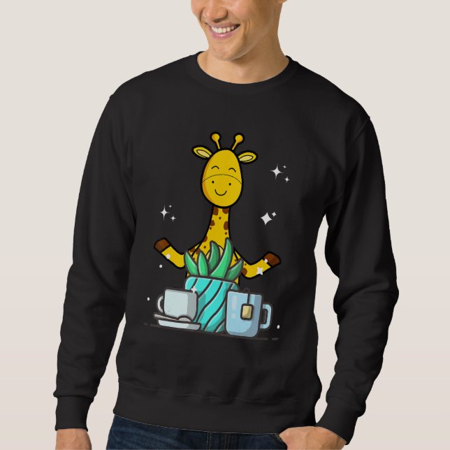Sweatshirt Cute Namaste Giraffe Do Yoga Gardening  Coffee (Devant)