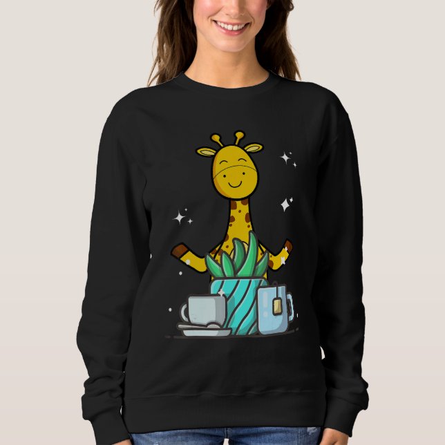 Sweatshirt Cute Namaste Giraffe Do Yoga Gardening  Coffee (Devant)