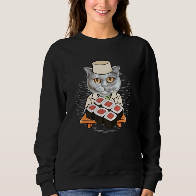 Sweatshirt Cute Neko Sushi Bar Japaness Style Sushi  Awesoime (Devant)