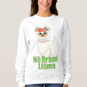 Sweatshirt Cute No Drama Llama Avec Couronne Florale