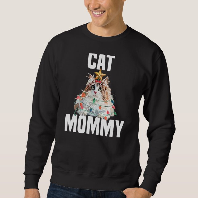 Sweatshirt Cute Norvégienne Forêt Chat avec Fairy Lights Craz (Devant)