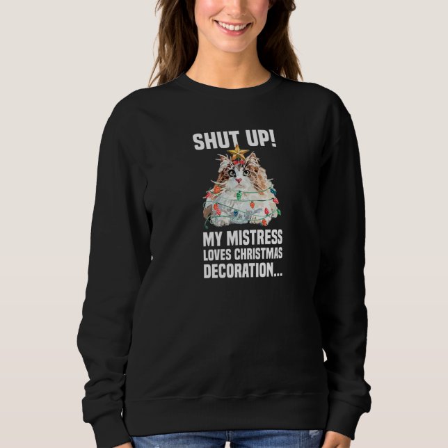 Sweatshirt Cute Norwegian Forest Cat Fairy Lights Shut Up Dec (Devant)