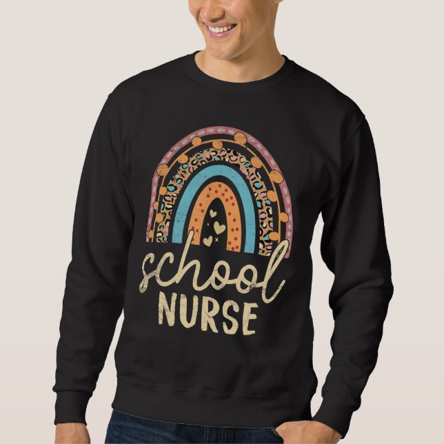Sweatshirt Cute Nurse's Day School Nurse Leopard Rainbow Back (Devant)