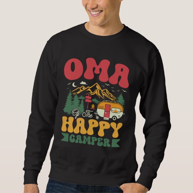 Sweatshirt Cute Oma Of The Happy Camper Groovy Camping Trip (Devant)