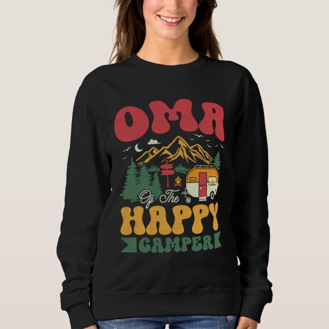 Sweatshirt Cute Oma Of The Happy Camper Groovy Camping Trip (Devant)