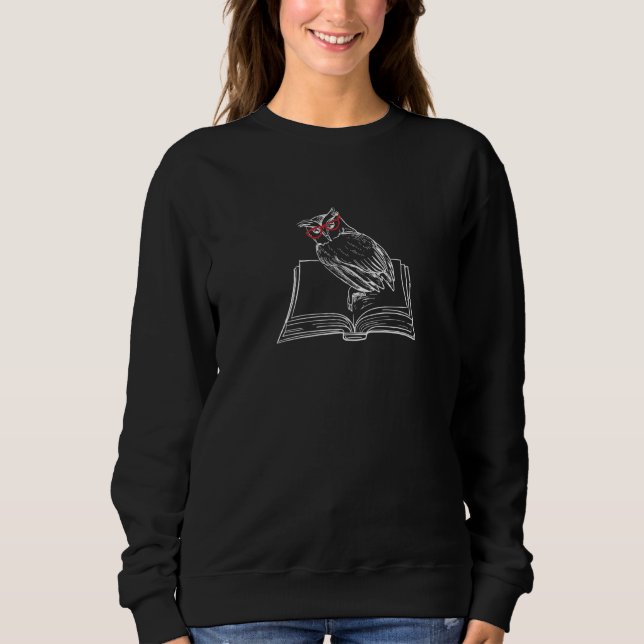 Sweatshirt Cute Owl Lectures Livres de littérature Forêt (Devant)
