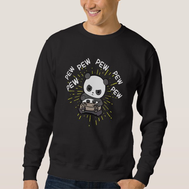Sweatshirt Cute Panda Gamer Pew Pew Garçons Gamer Contrôleur  (Devant)