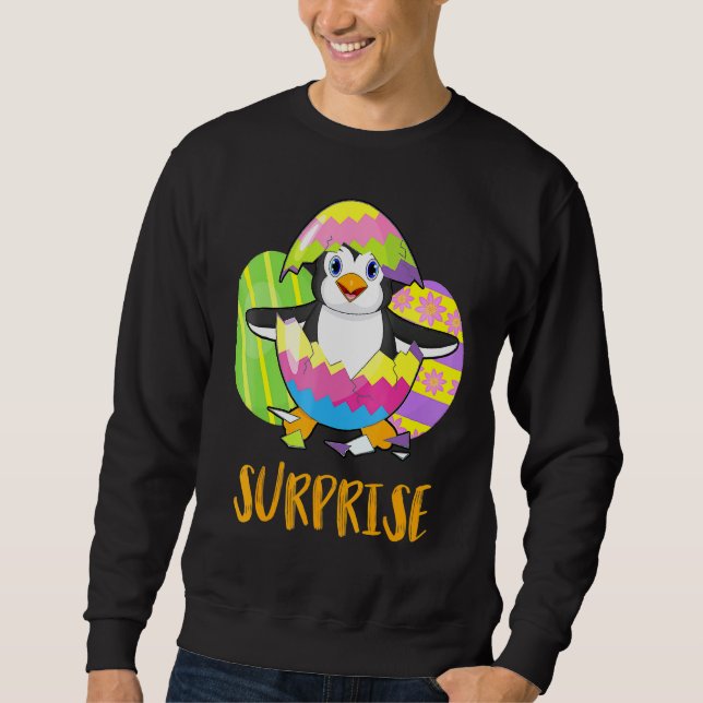 Sweatshirt Cute Penguin Surprise Avec Des Oeufs Coloré Joyeux (Devant)