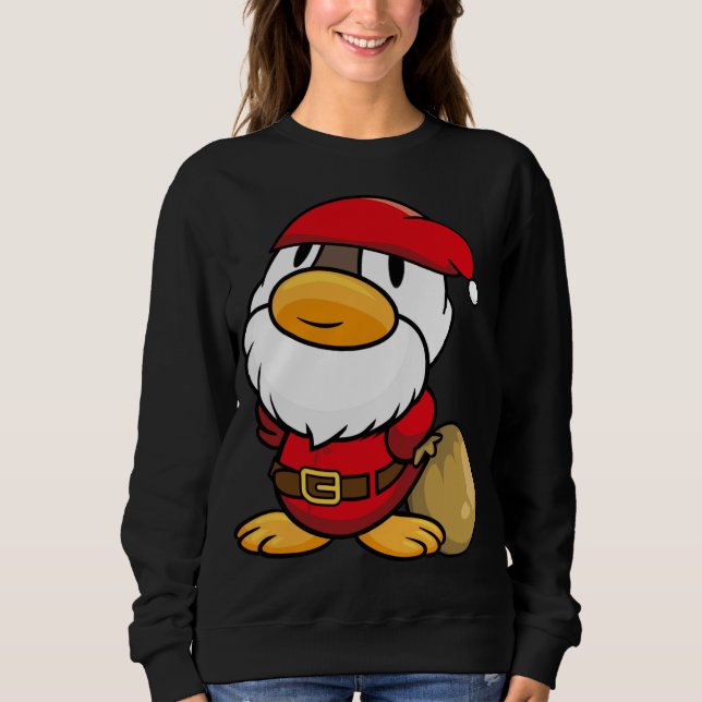 Sweatshirt Cute petit canard du Père Noël pour Noël (Devant)