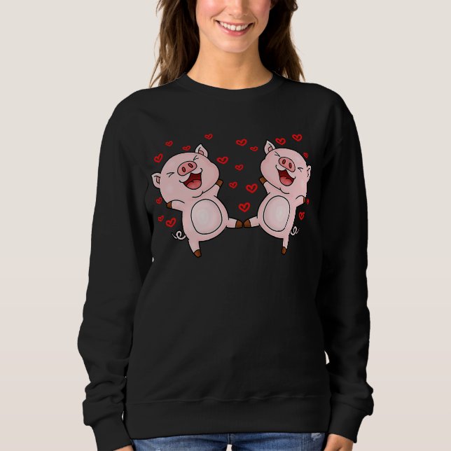Sweatshirt Cute Pigs Valentines Day Matching Couple Pigs (Devant)