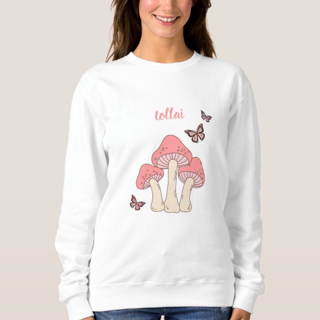 Sweatshirt Cute Pink Mushroom Sweater (Devant)