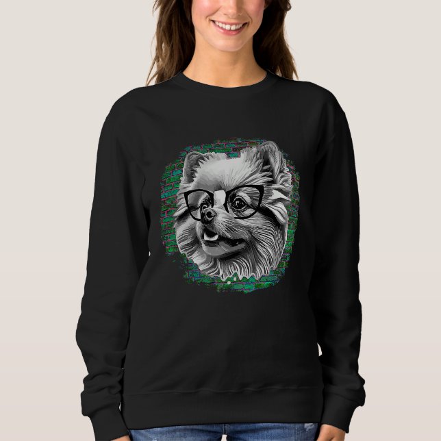 Sweatshirt Cute Pomeranian Dog Wearing Nerd Glasses Funny Gra (Devant)