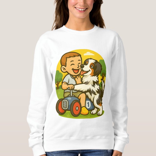 Sweatshirt Cute Puppy and Kid Playtime (Devant)