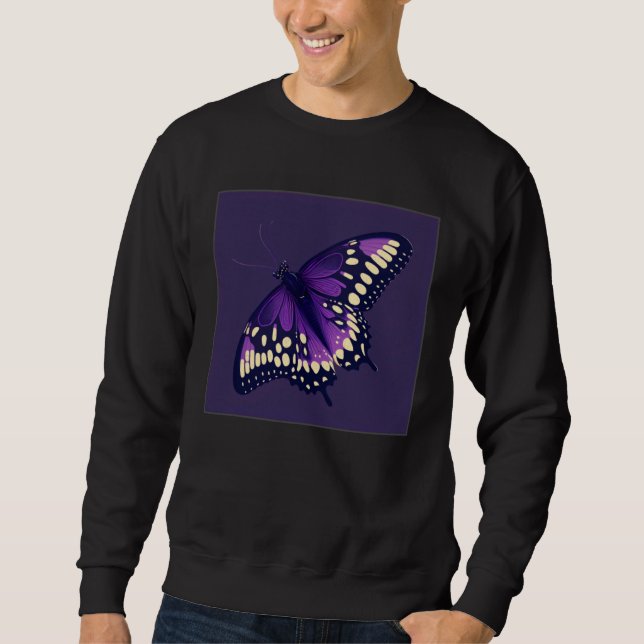 Sweatshirt Cute Purple Butterfly Illustration Retro Minimal W (Devant)