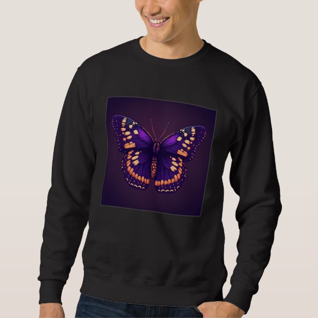 Sweatshirt Cute Purple Butterfly Illustration Retro Minimal W (Devant)