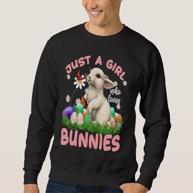 Sweatshirt Cute Rabbit Girl flowers Butterfly Easter Bunny Ea (Devant)