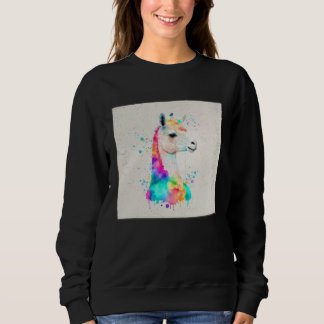 Sweatshirt Cute Rainbow Llama Paint Splatter Illustration Col