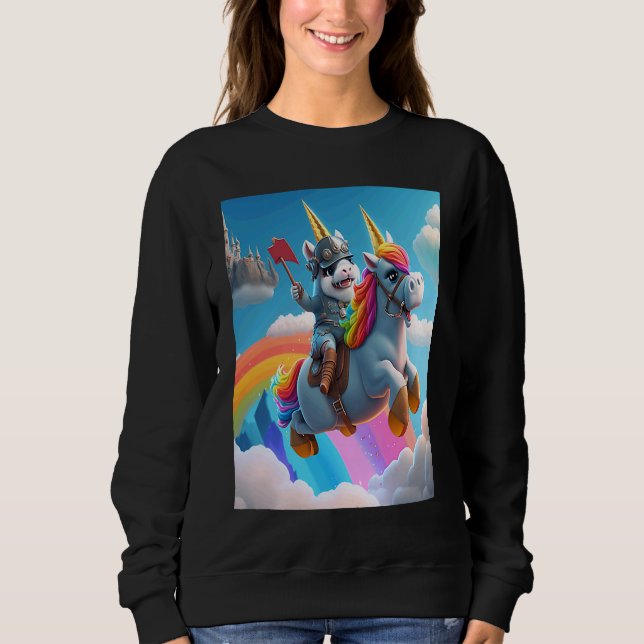 Sweatshirt Cute Rainbow Unicorn Otter Riding A Unicorn  1 (Devant)