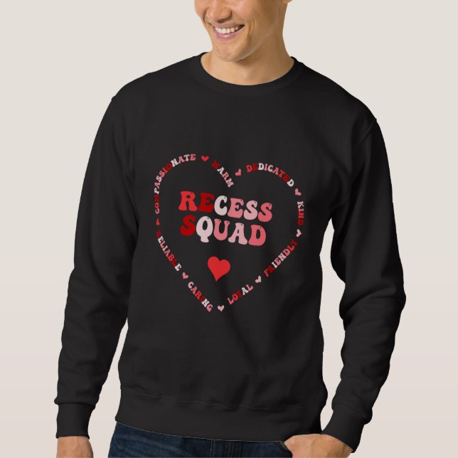 Sweatshirt Cute Recess Squad Valentines Day Heart (Devant)