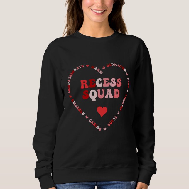 Sweatshirt Cute Recess Squad Valentines Day Heart (Devant)