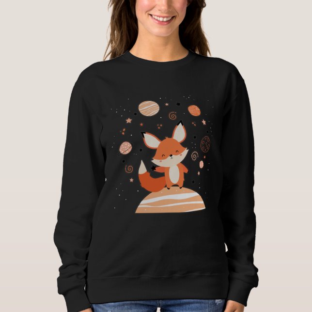 Sweatshirt Cute Red Space Fox Float In Space Alone Cosmic Ani (Devant)