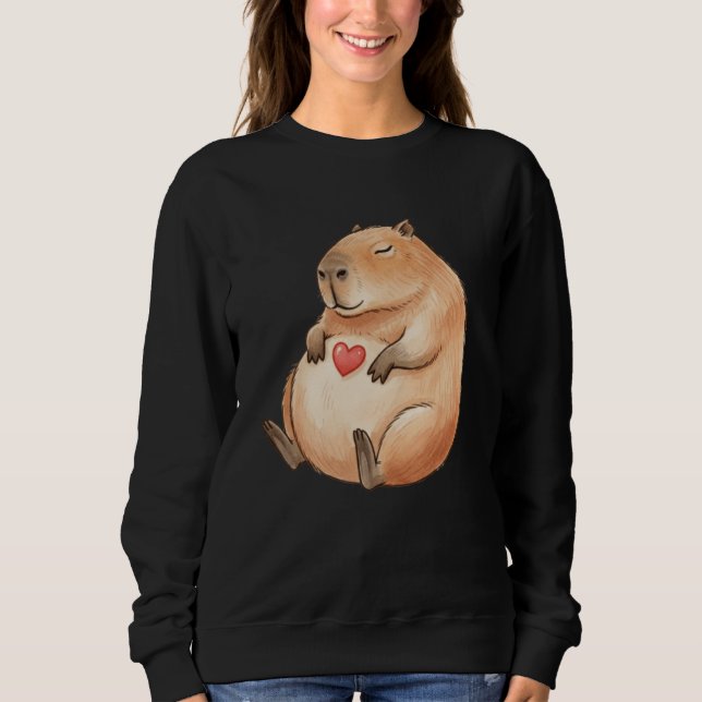 Sweatshirt Cute Relaxed Capybara Valetntines Day Kawaii Heart (Devant)