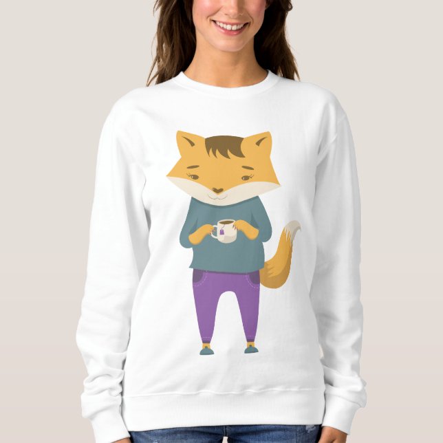 Sweatshirt Cute renard avec tasse de thé (Devant)