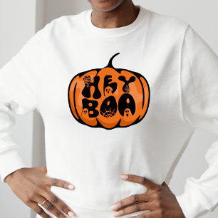 Sweatshirt Cute Retro Halloween Hey Boo Citrouille Ghost