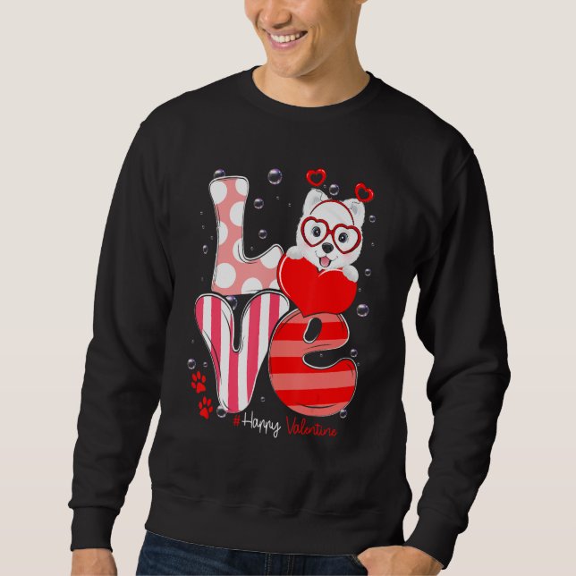 Sweatshirt Cute Samoyed Dog Love Valentine Puppy (Devant)