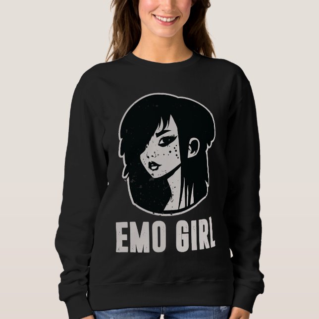 Sweatshirt Cute Scene Girl 90's 2000's Goth Punk Emo Girl (Devant)