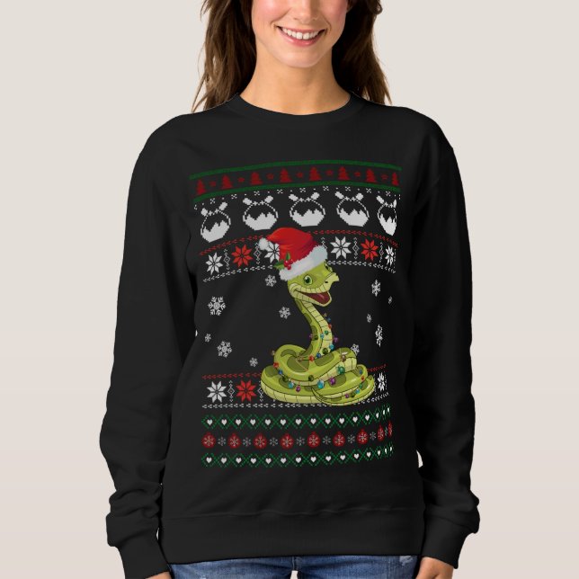 Sweatshirt Cute serpent laide doux Noël Light Pyjama Gif (Devant)