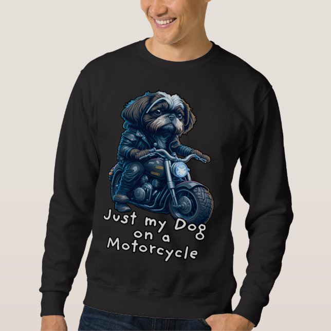 Sweatshirt Cute Shih Tzu ride on a motorcycle  Christmas (Devant)