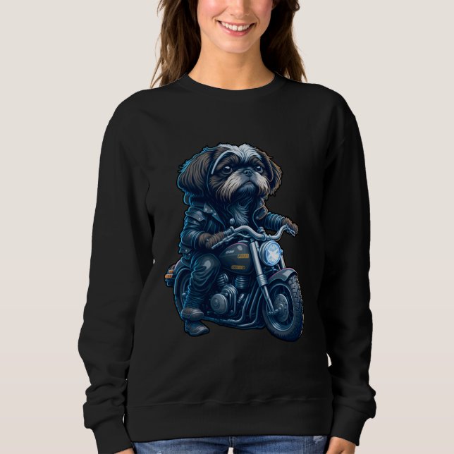 Sweatshirt Cute Shih Tzu ride on a motorcycle  Christmas (Devant)