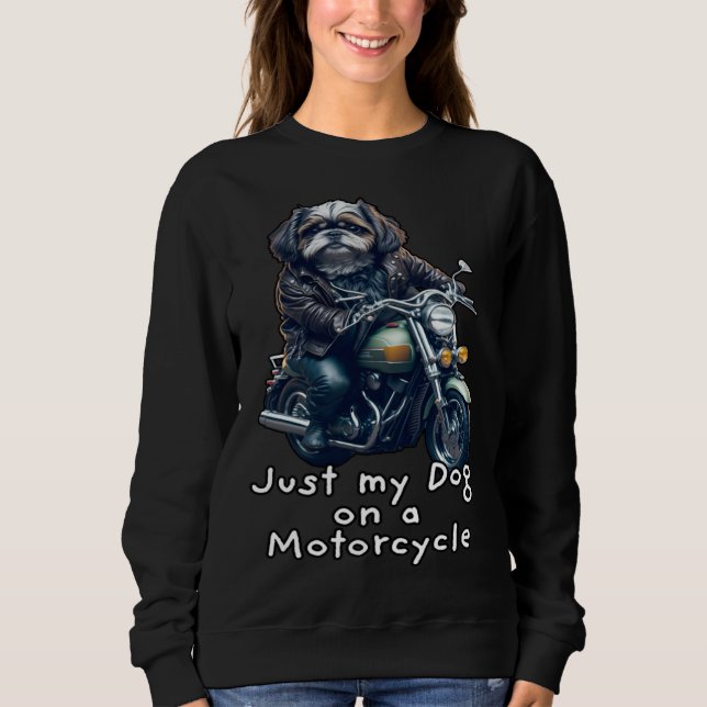 Sweatshirt Cute Shih Tzu ride on a motorcycle  Christmas  1 (Devant)